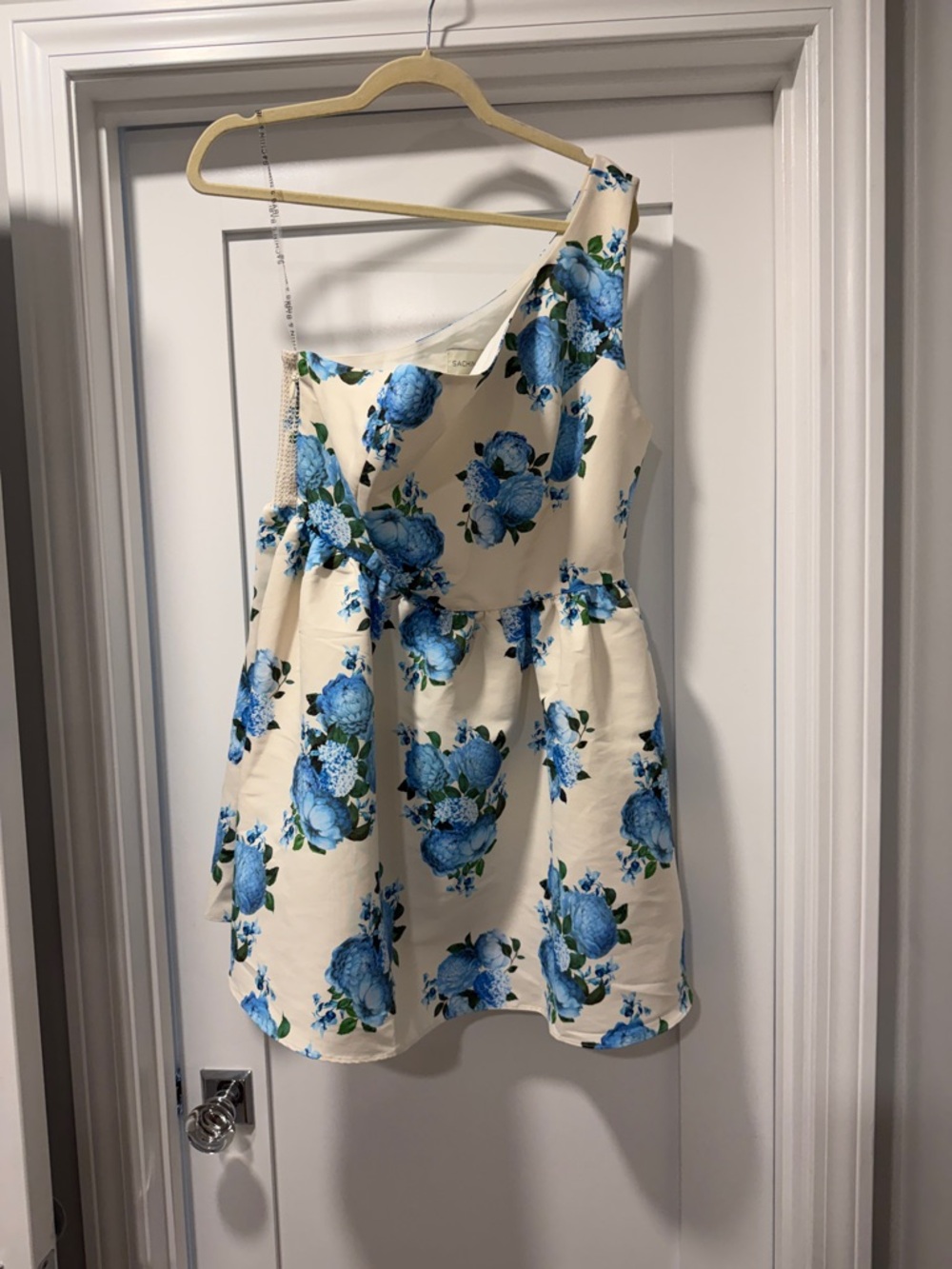 Sachin + Babi Cream  and Blue Hydrangea Dress